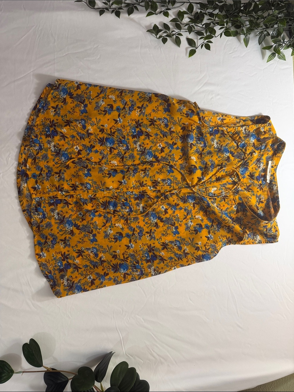 fun 2 fun Yellow Floral Twist-Front Mini Skirt